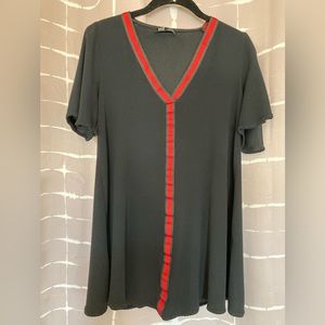Zara black mini dress with red detail size small